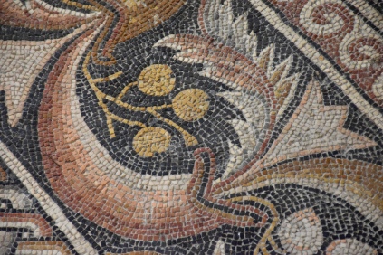 This is a close-up of the Byzantine floor mosaic in the Church of the Nativity in Bethlehem.